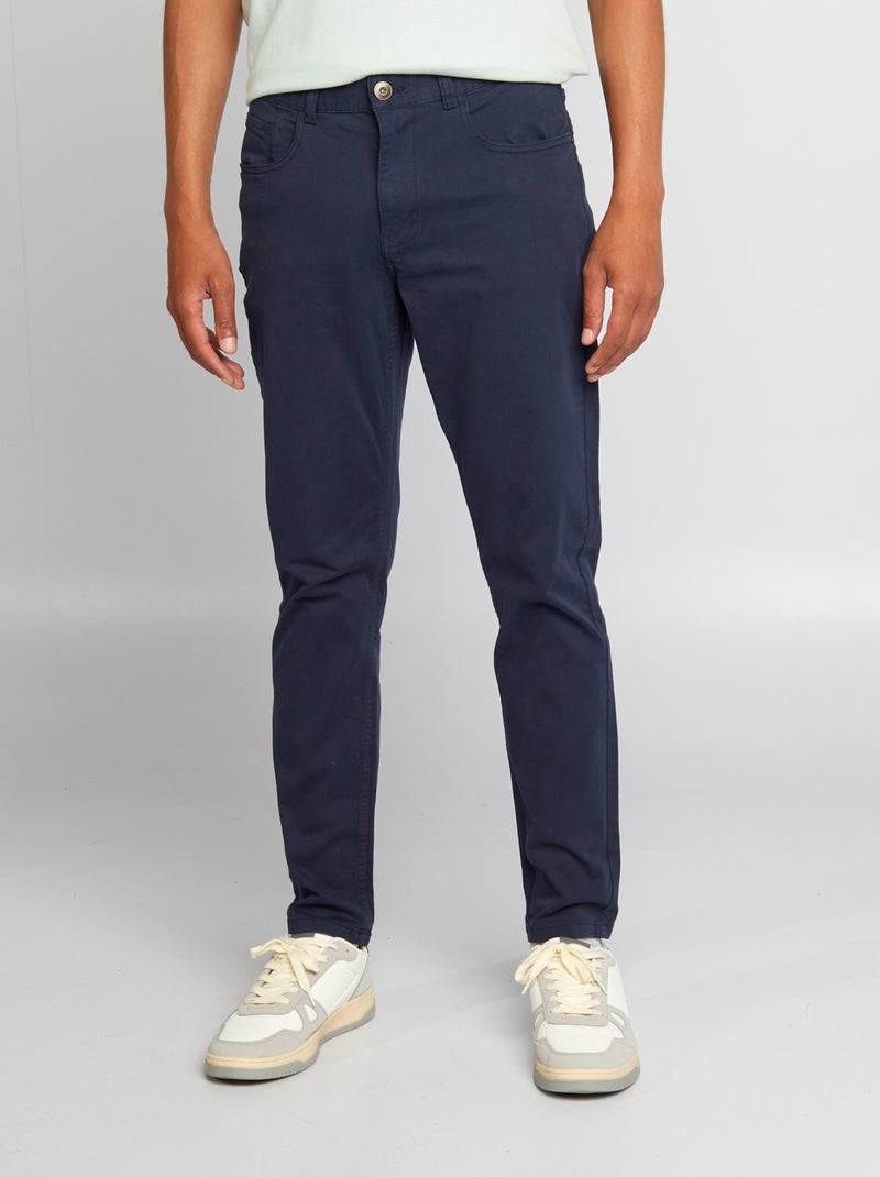 Calças chino slim com 5 bolsos - L32 AZUL - Kiabi
