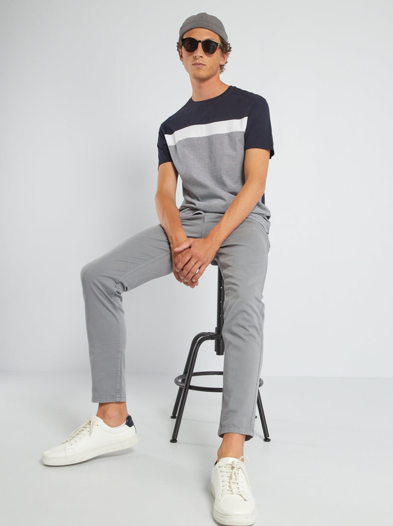 Calças chino slim com 5 bolsos - L32 AZUL - Kiabi