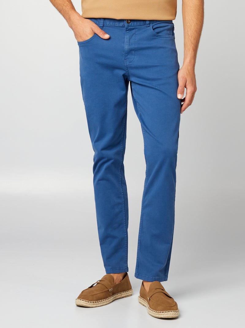 Calças chino slim com 5 bolsos - L32 AZUL - Kiabi