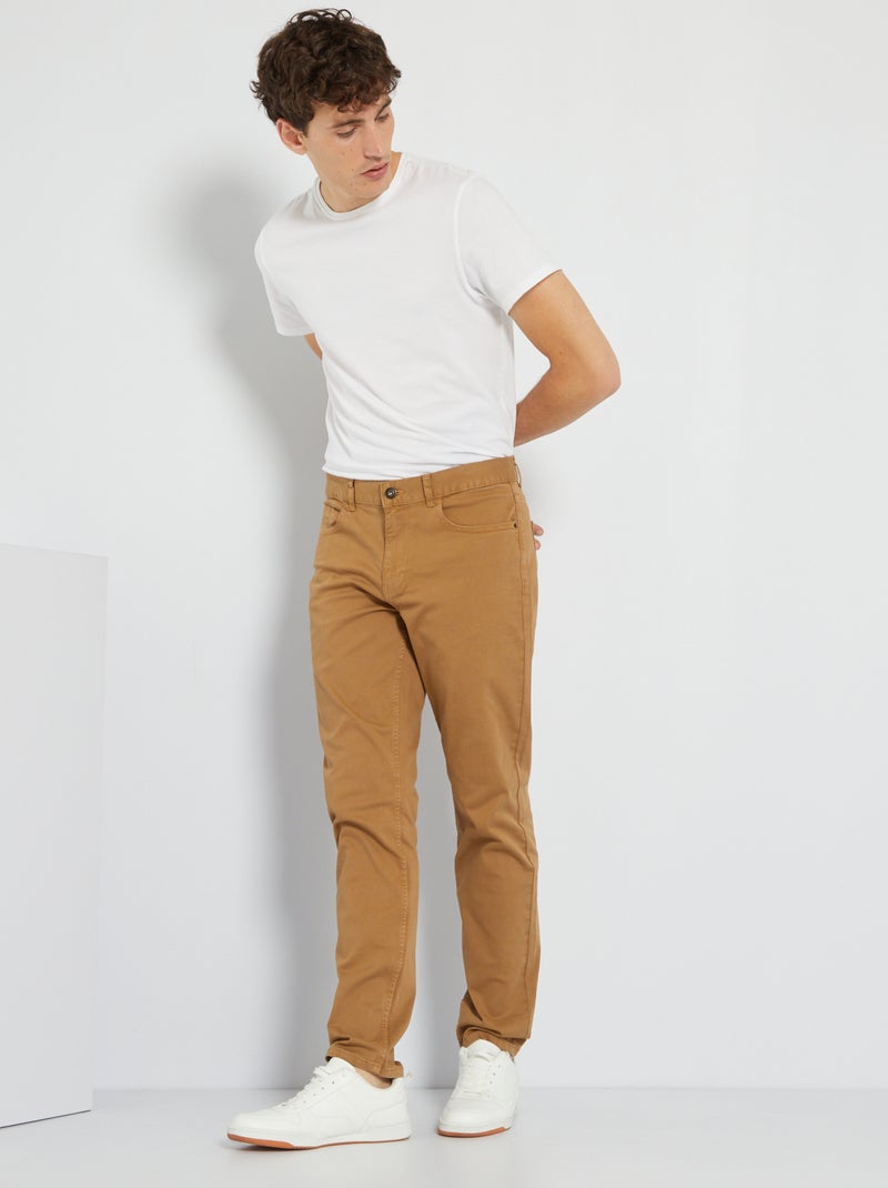 Calças chino slim com 5 bolsos - L32 BEGE - Kiabi