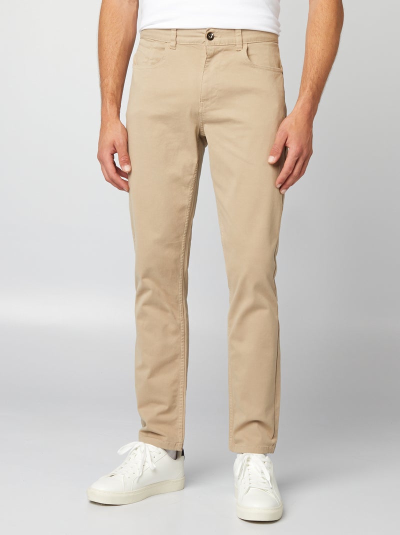 Calças chino slim com 5 bolsos - L32 bege - Kiabi