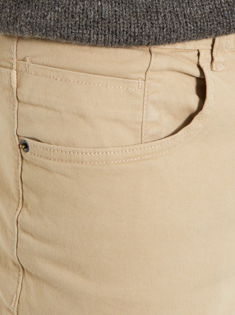 Calças chino slim com 5 bolsos - L32 bege - Kiabi