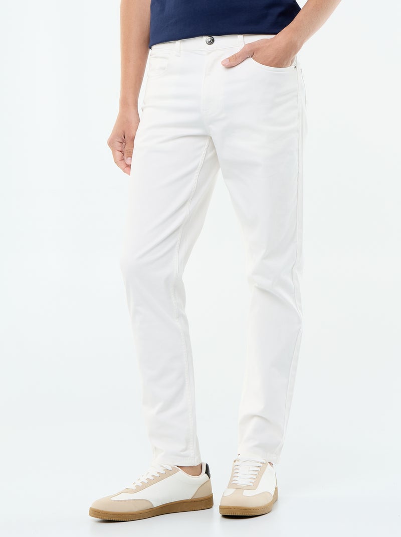 Calças chino slim com 5 bolsos - L32 Bege - Kiabi