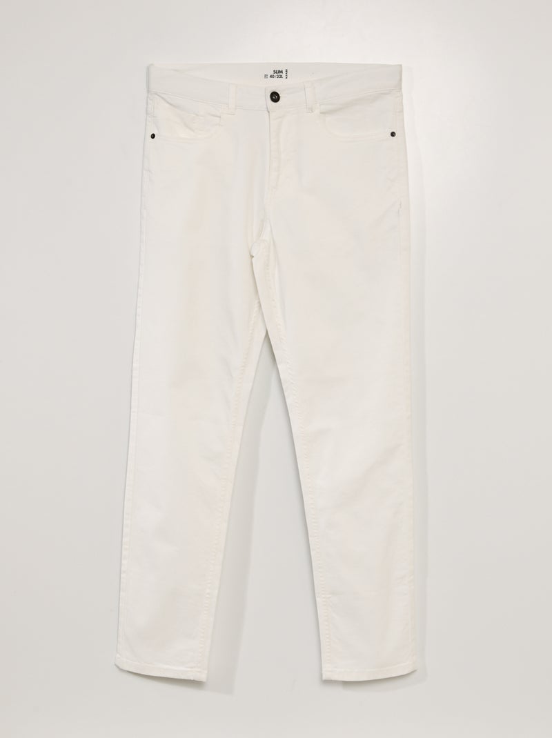 Calças chino slim com 5 bolsos - L32 Branco - Kiabi