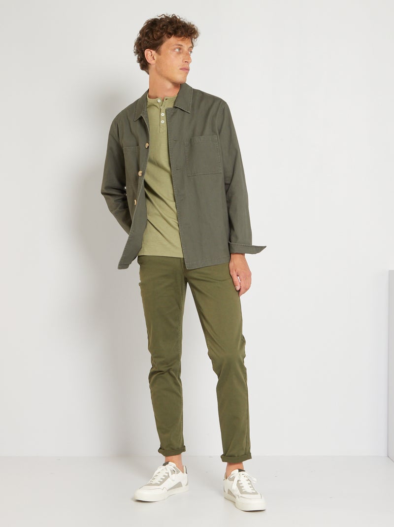 Calças chino slim com 5 bolsos - L32 CAQUI - Kiabi