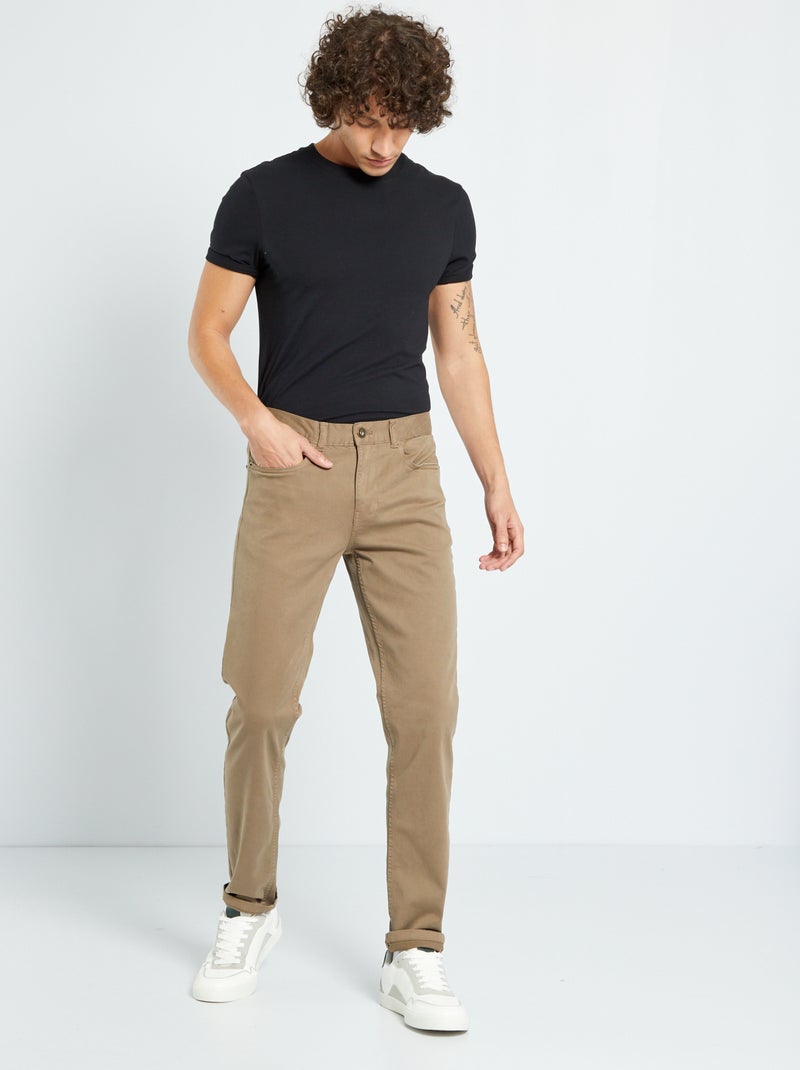 Calças chino slim com 5 bolsos - L32 Cinza Bege - Kiabi