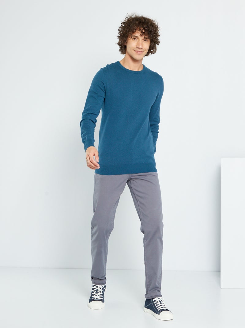 Calças chino slim com 5 bolsos - L32 CINZA - Kiabi