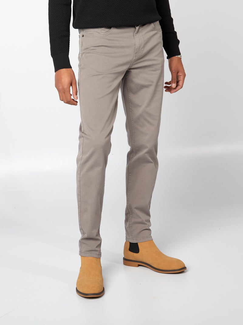 Calças chino slim com 5 bolsos - L32 Cinza - Kiabi