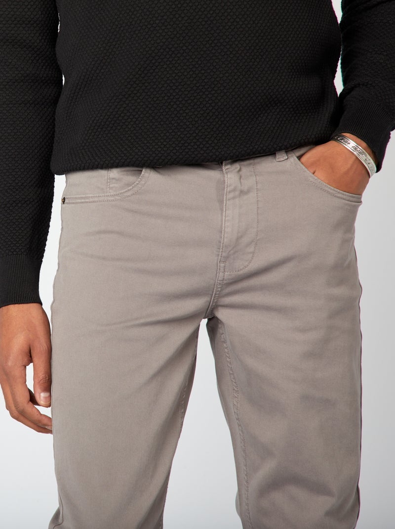 Calças chino slim com 5 bolsos - L32 Cinza - Kiabi