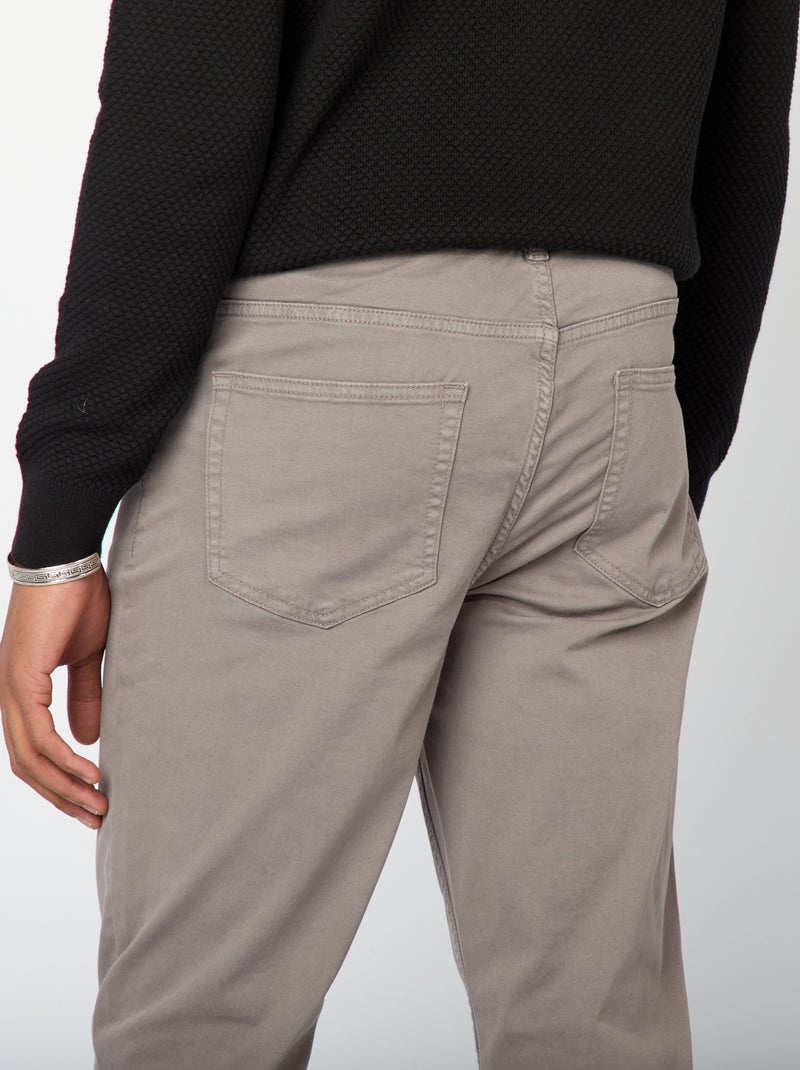 Calças chino slim com 5 bolsos - L32 Cinza - Kiabi