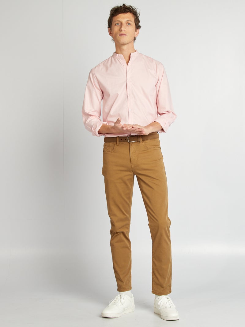 Calças chino slim com 5 bolsos - L32 Marrom - Kiabi