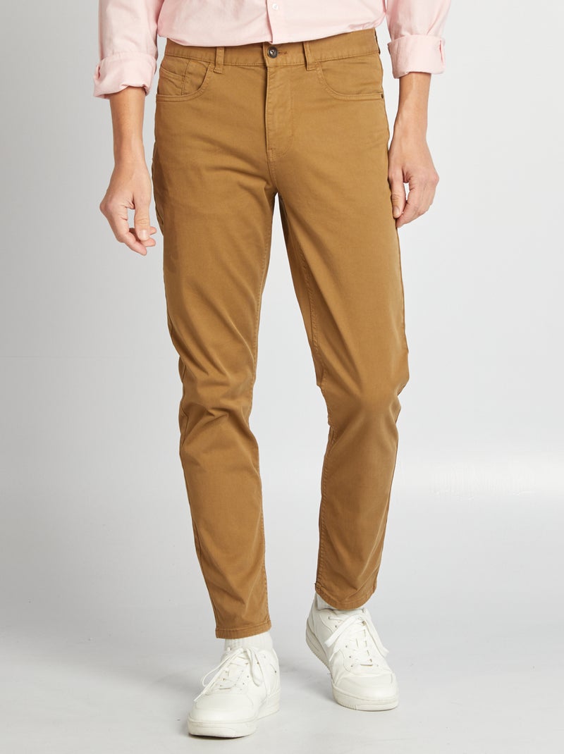 Calças chino slim com 5 bolsos - L32 Marrom - Kiabi
