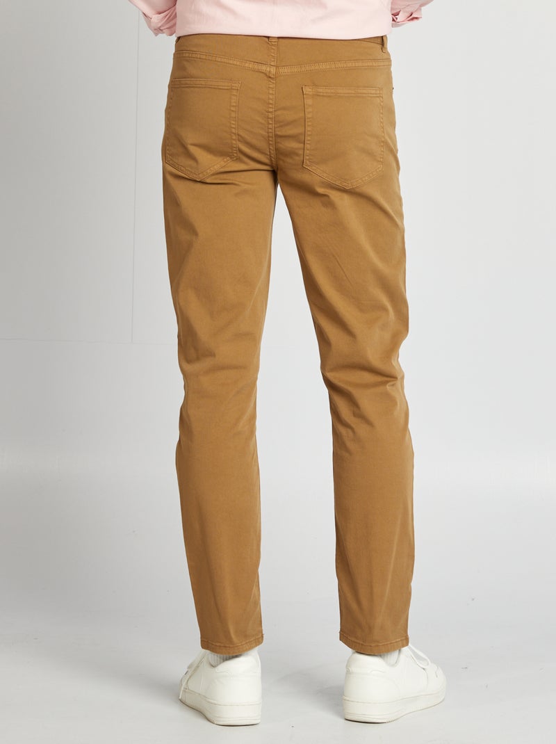 Calças chino slim com 5 bolsos - L32 Marrom - Kiabi