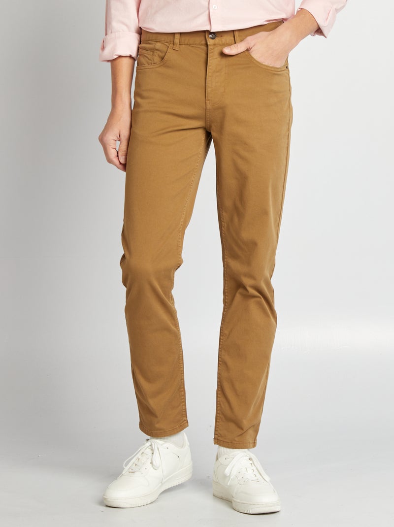 Calças chino slim com 5 bolsos - L32 Marrom - Kiabi
