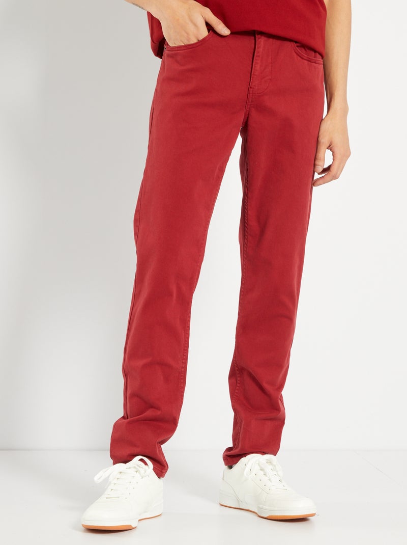 Calças chino slim com 5 bolsos - L32 ROXO - Kiabi