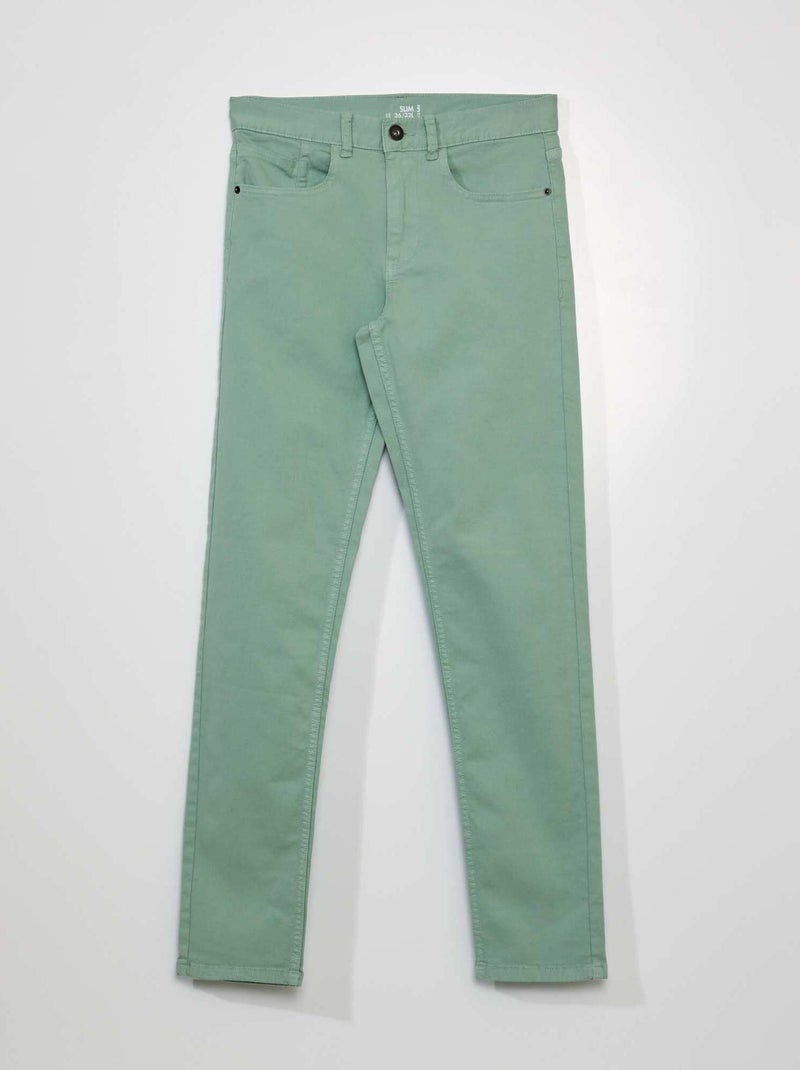 Calças chino slim com 5 bolsos - L32 VERDE - Kiabi