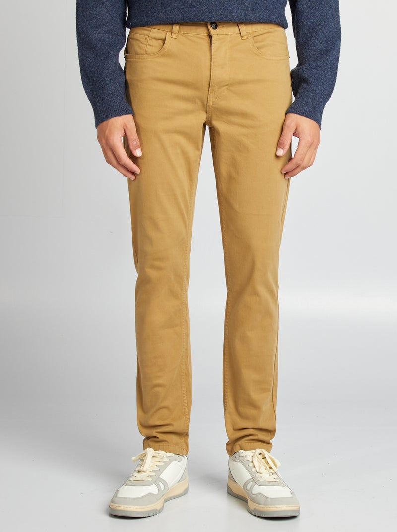 Calças chino slim com 5 bolsos - L32 VERDE - Kiabi