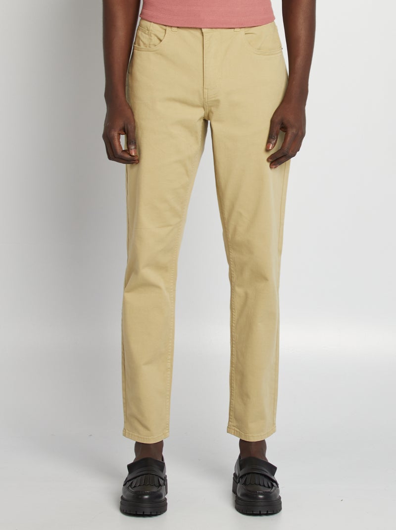 Calças chino slim com 5 bolsos - L32 VERDE - Kiabi