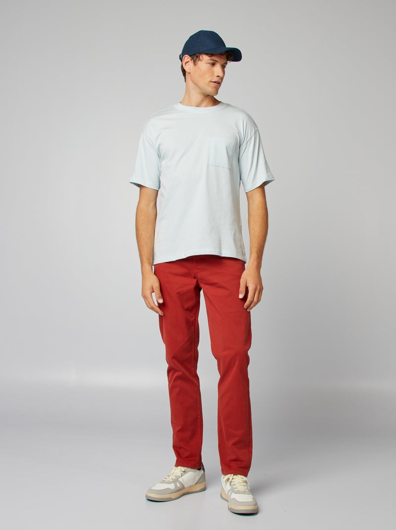 Calças chino slim com 5 bolsos - L32 VERMELHO - Kiabi