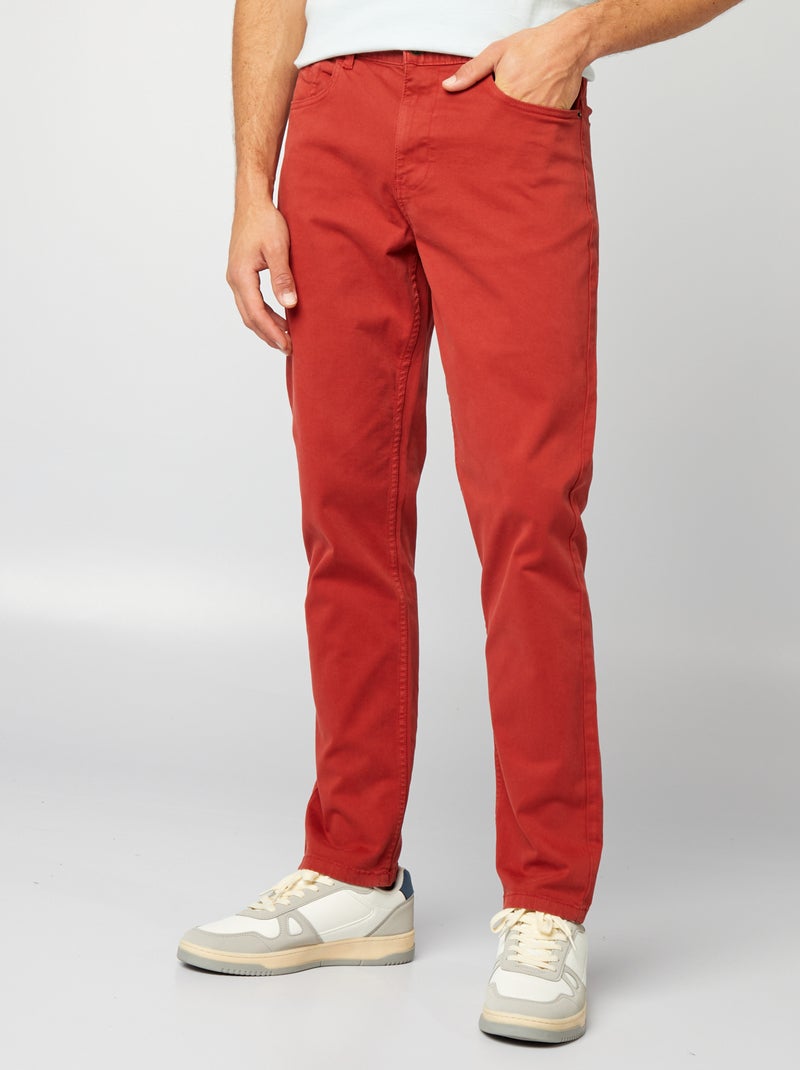 Calças chino slim com 5 bolsos - L32 VERMELHO - Kiabi