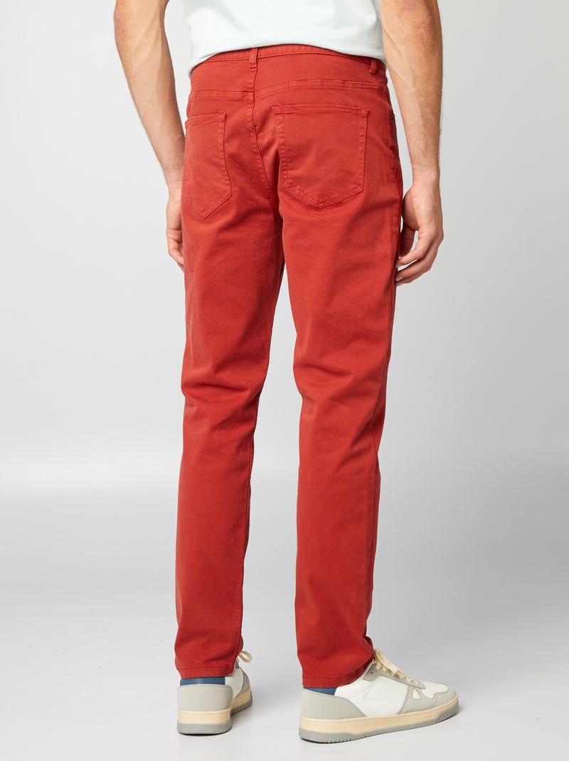Calças chino slim com 5 bolsos - L32 VERMELHO - Kiabi