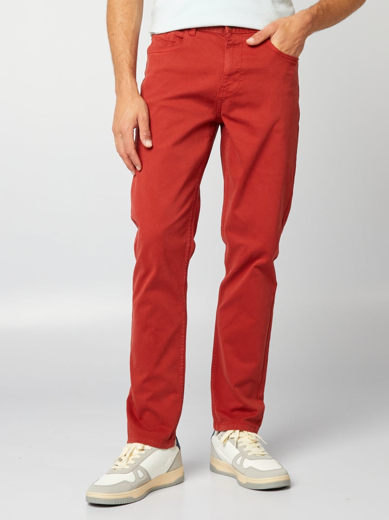 Calças chino slim com 5 bolsos - L32 VERMELHO - Kiabi