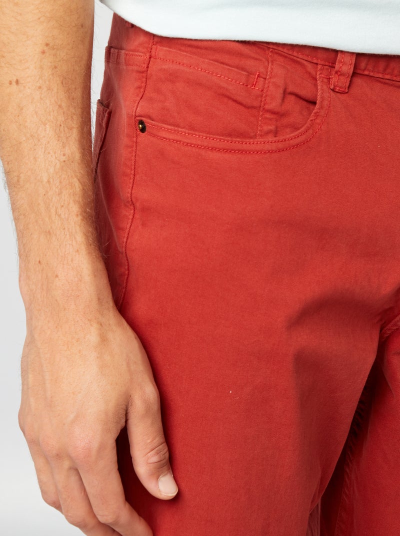 Calças chino slim com 5 bolsos - L32 VERMELHO - Kiabi