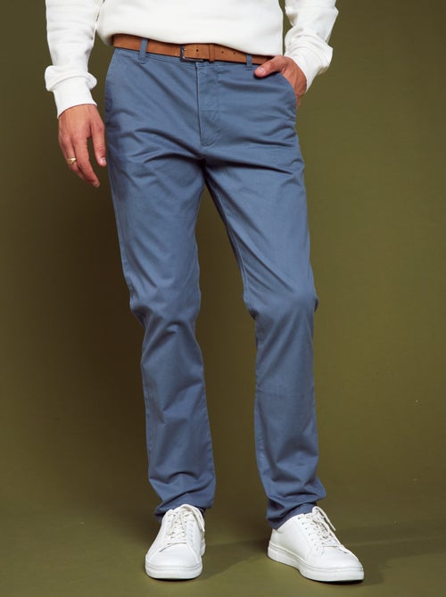 Calças chino slim com cinto - L32 - Kiabi