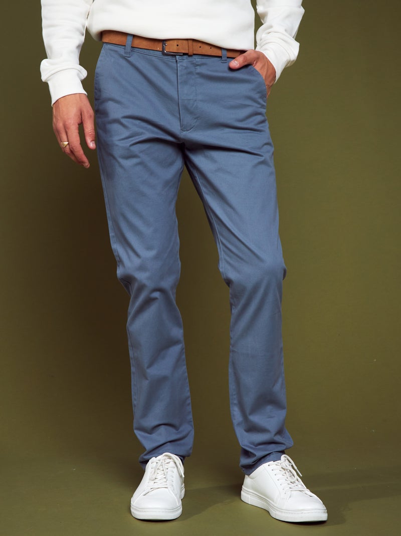 Calças chino slim com cinto - L32 CINZA - Kiabi