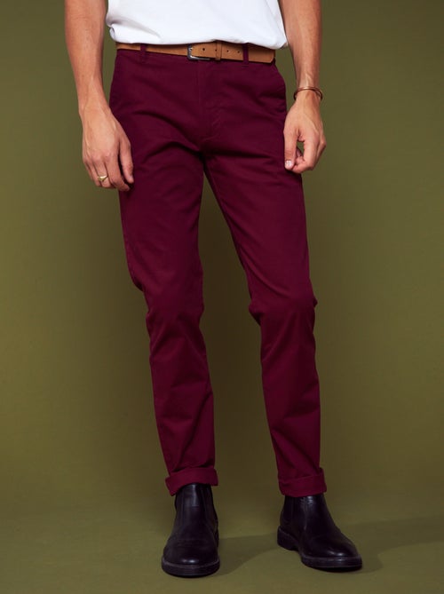 Calças chino slim com cinto - L32 - Kiabi