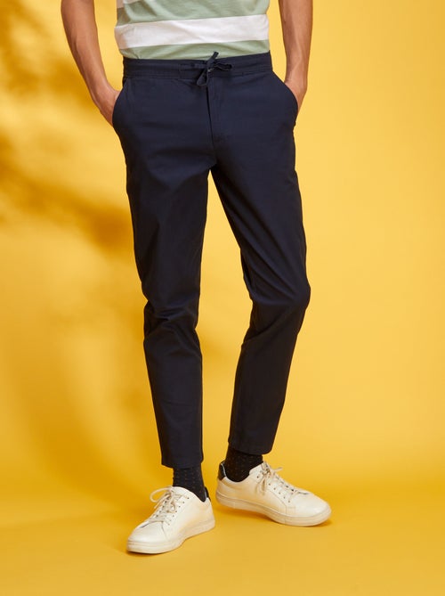 Calças chino slim com cintura elástica - Kiabi