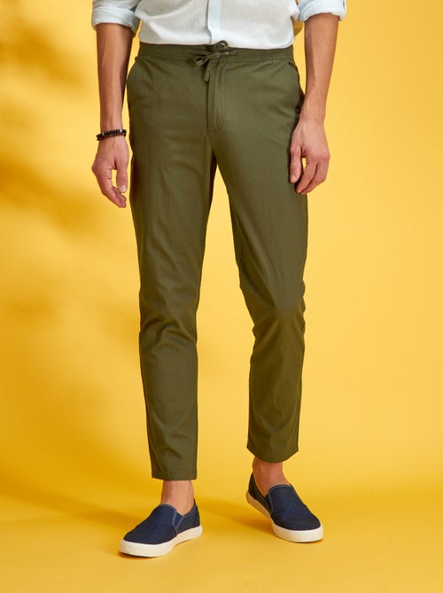 Calças chino slim com cintura elástica - Kiabi