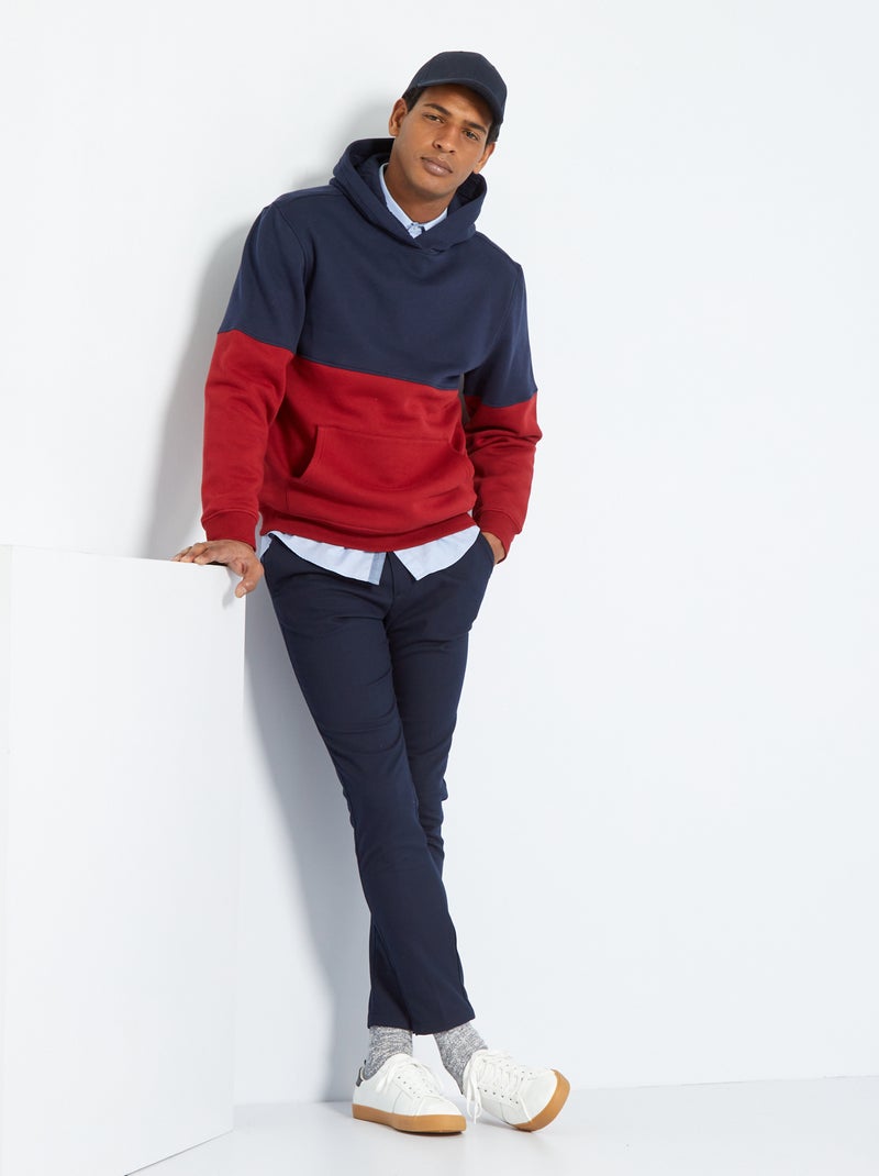 Calças chino slim com efeito lã AZUL - Kiabi