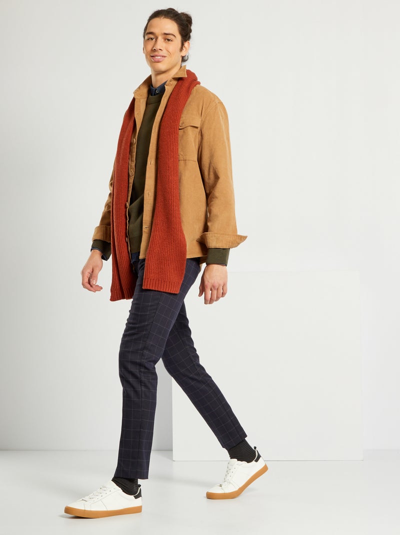Calças chino slim com efeito lã AZUL - Kiabi