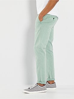 Calças chino slim deslavadas - Kiabi