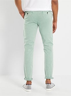 Calças chino slim deslavadas - Kiabi
