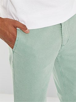 Calças chino slim deslavadas - Kiabi