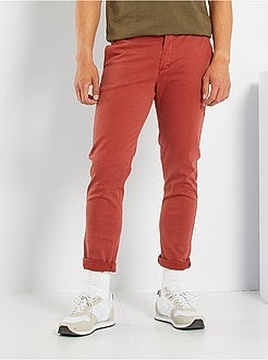 Calças chino slim deslavadas - Kiabi