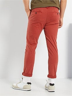 Calças chino slim deslavadas - Kiabi