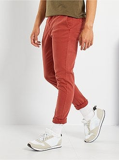 Calças chino slim deslavadas - Kiabi