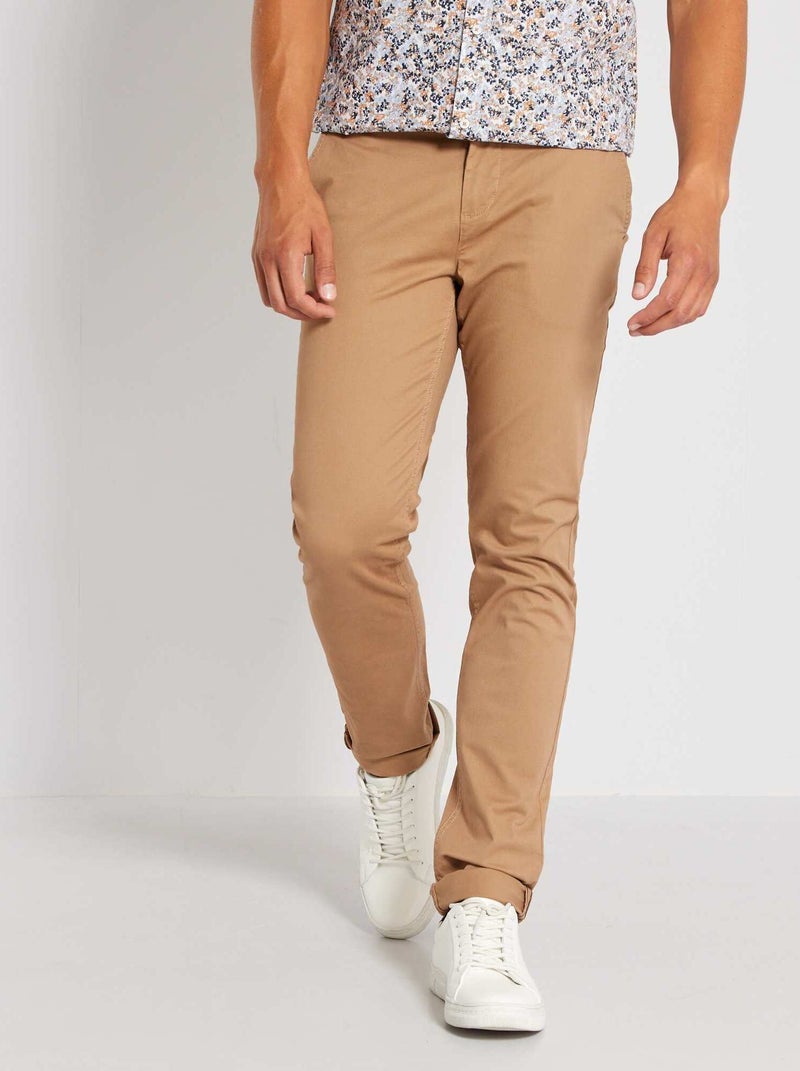 Calças chino slim L30 BEGE - Kiabi