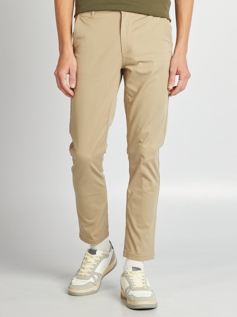 Calças chino slim L30 BEGE - Kiabi