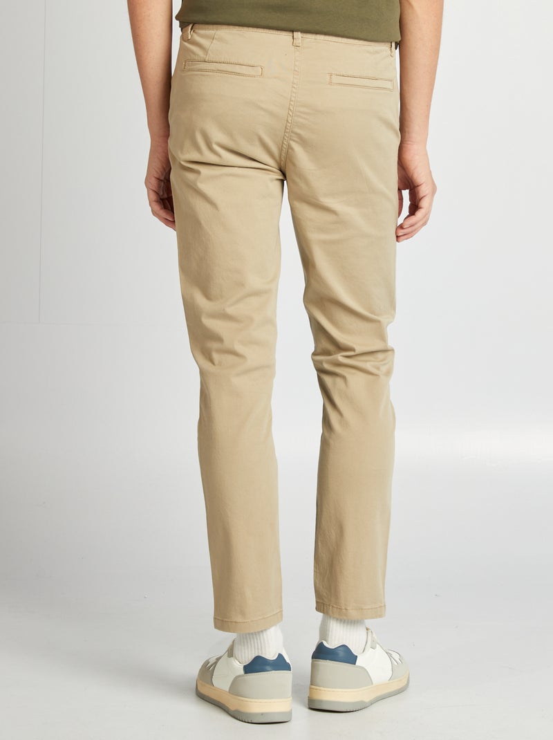 Calças chino slim L30 BEGE - Kiabi
