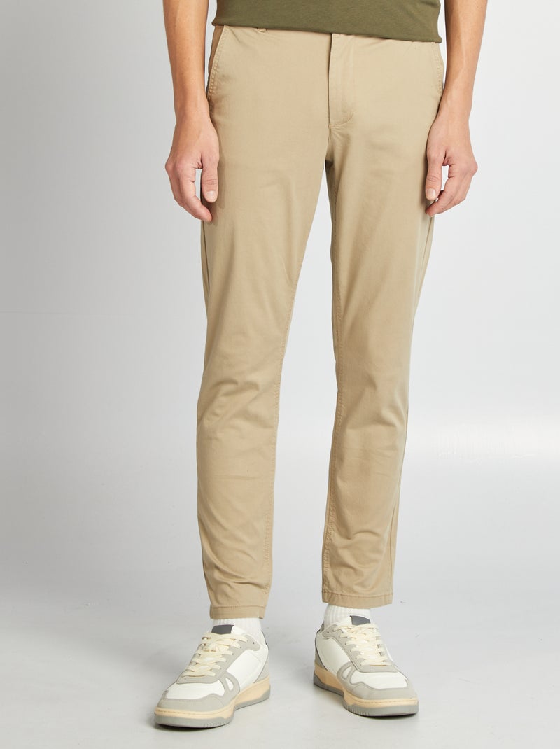 Calças chino slim L30 BEGE - Kiabi