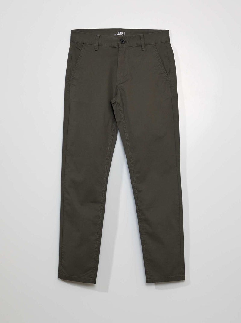 Calças chino slim L30 CAQUI - Kiabi