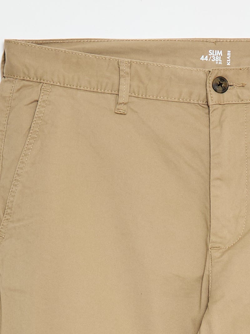 Calças chino slim L38 +1,95 m Bege - Kiabi