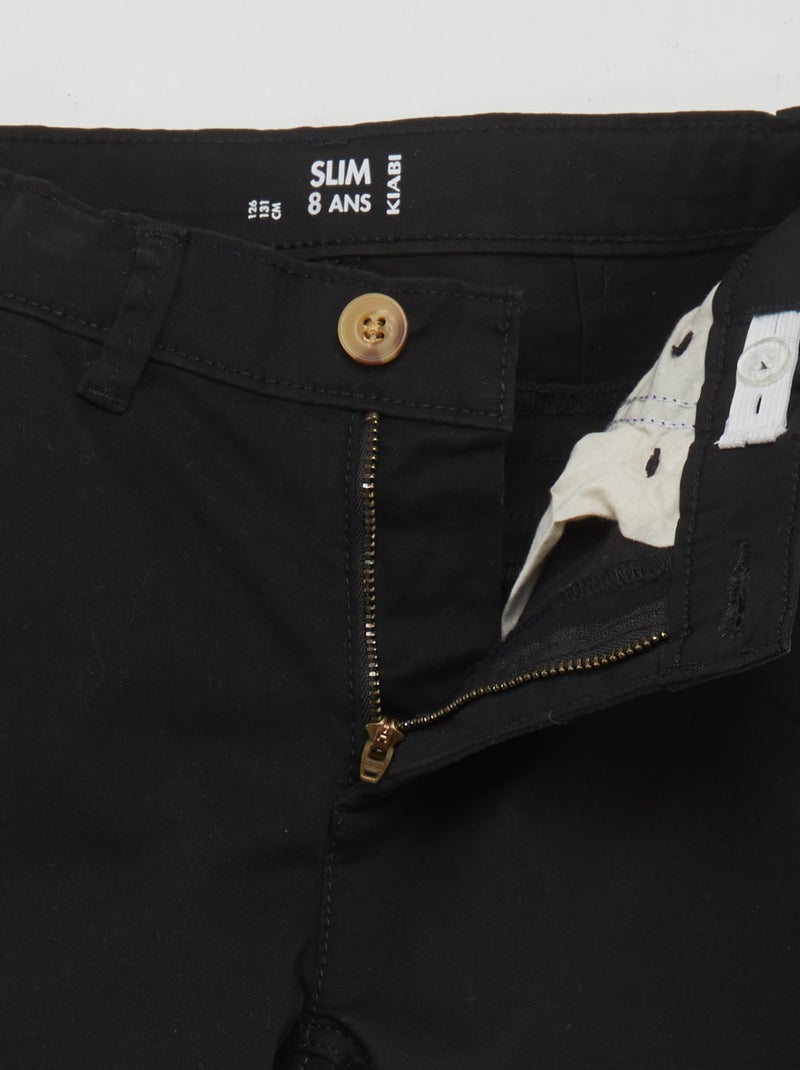 Calças chino slim Preto - Kiabi