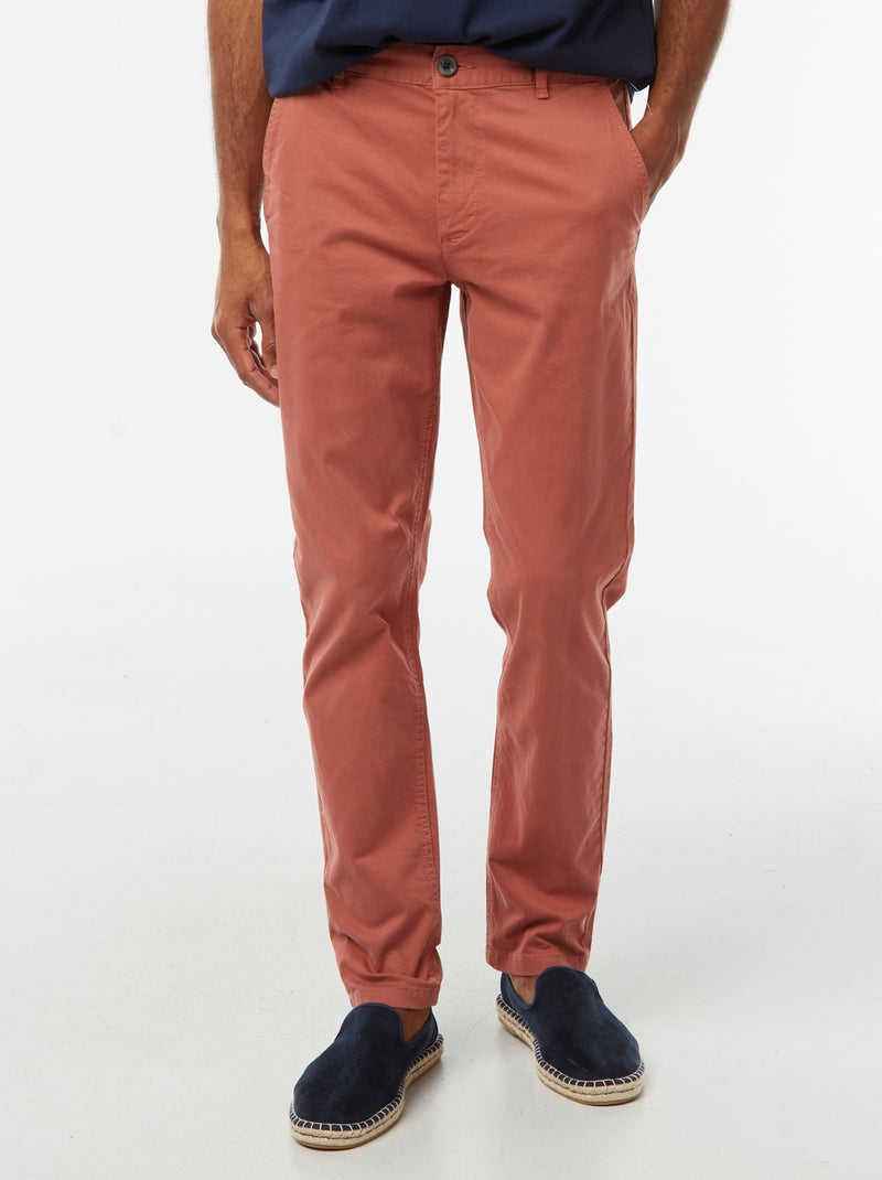 Calças chino slim Rosa - Kiabi