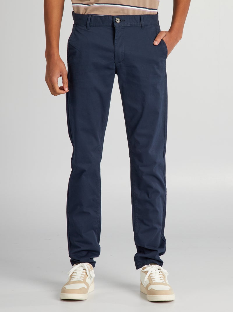 Calças chino slim stretch L36 +1m90 Azul Marinho - Kiabi