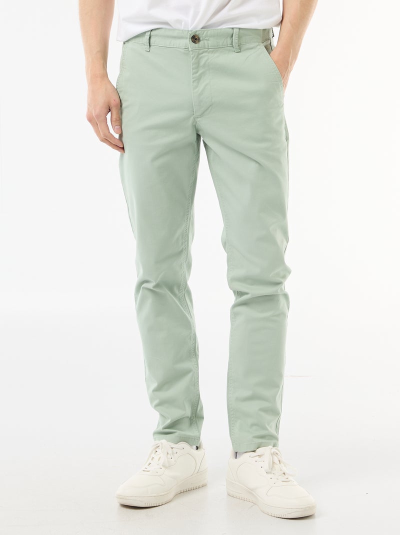 Calças chino slim Verde - Kiabi